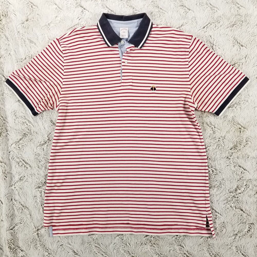 Brooks brothers 346 Shirt Polo‎ Mens L Rugby short Sleeve Collared